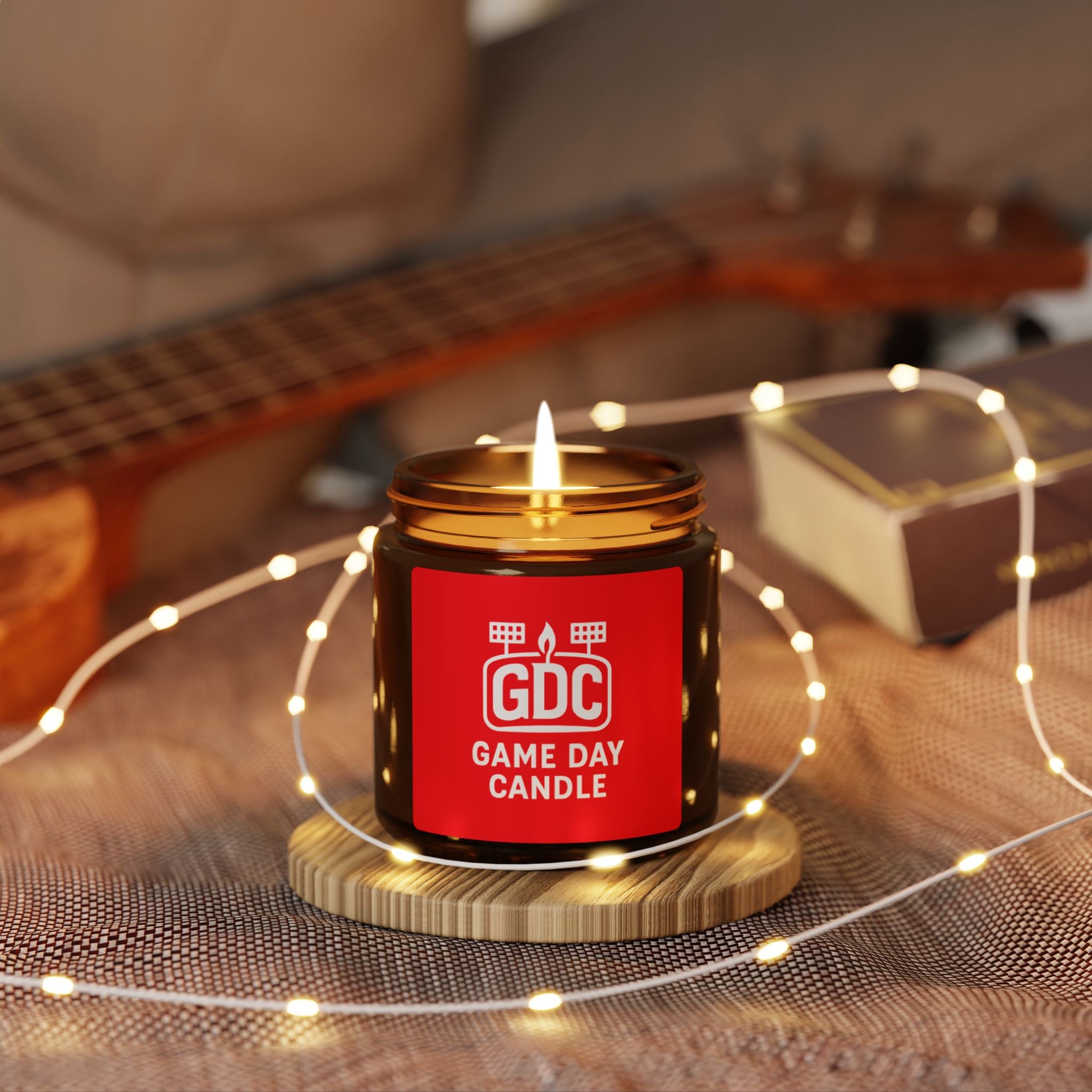 Game Day Candle (Red) — Scented Amber Soy Candle (GDC Logo)