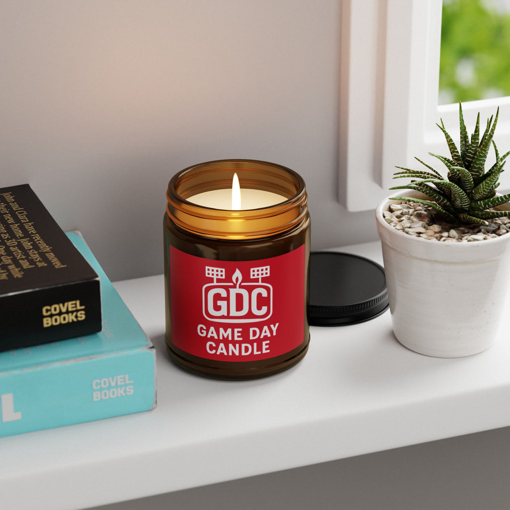 Game Day Candle (Dark Red) — Scented Amber Soy Candle (GDC Logo)