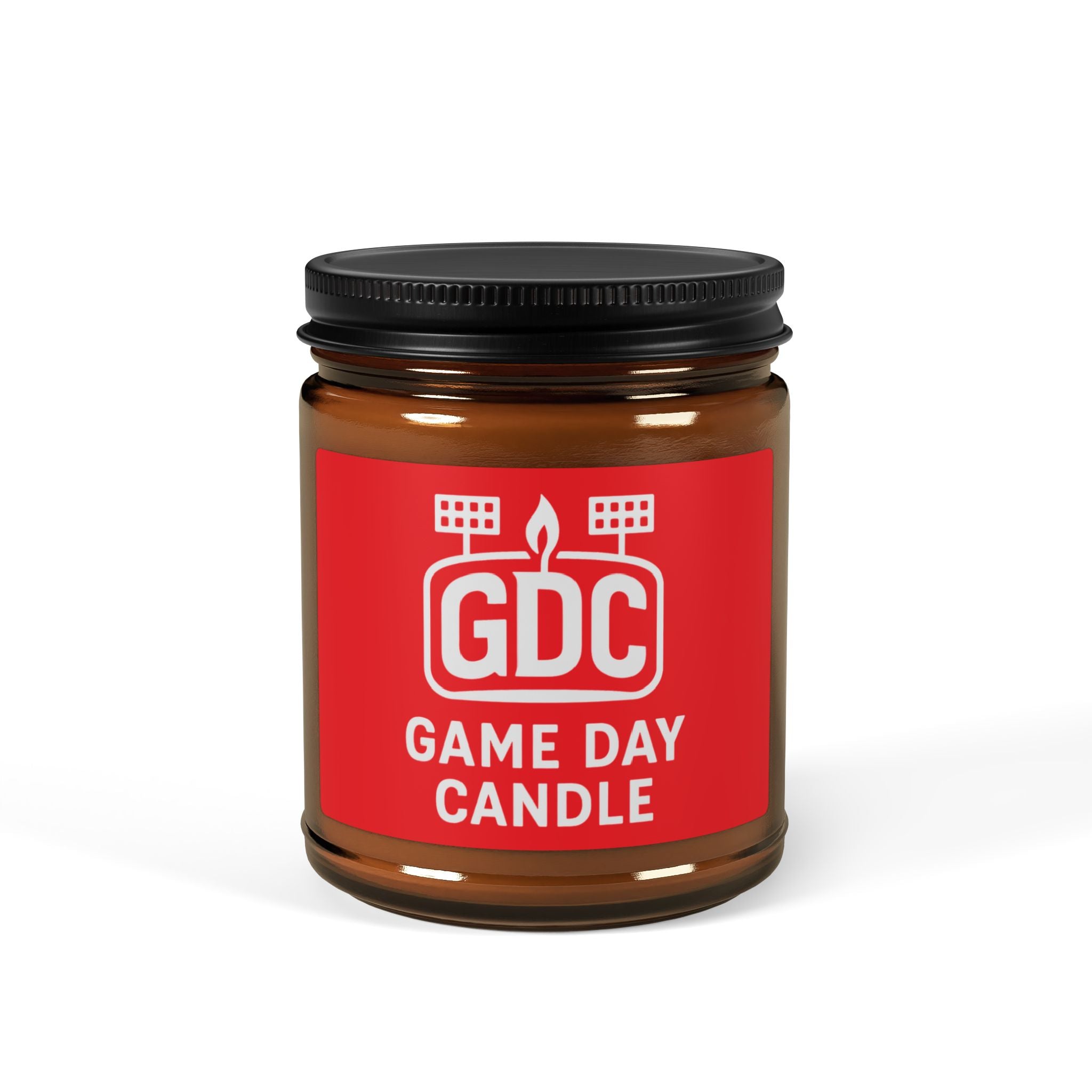 Game Day Candle (Red) — Scented Amber Soy Candle (GDC Logo)