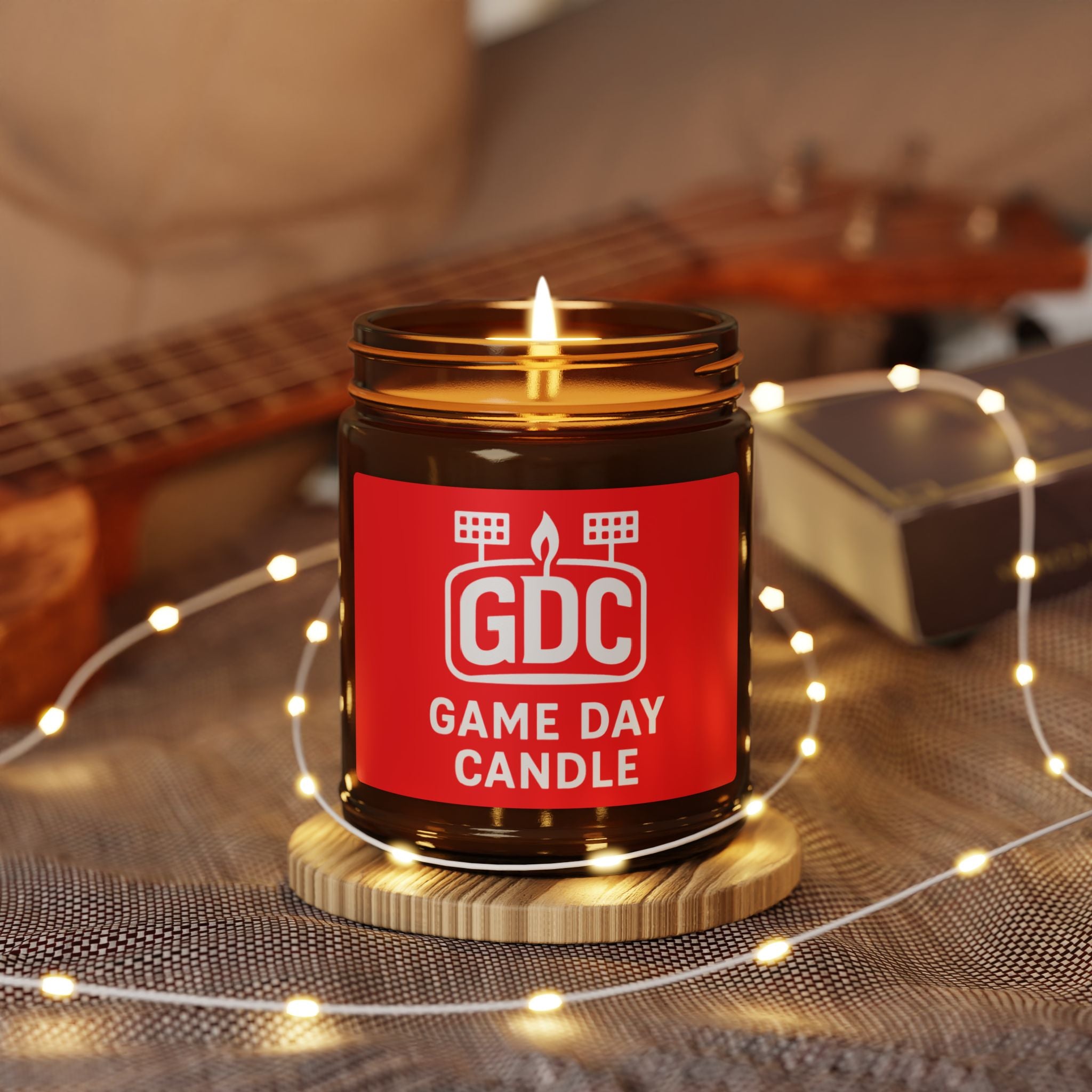 Game Day Candle (Red) — Scented Amber Soy Candle (GDC Logo)