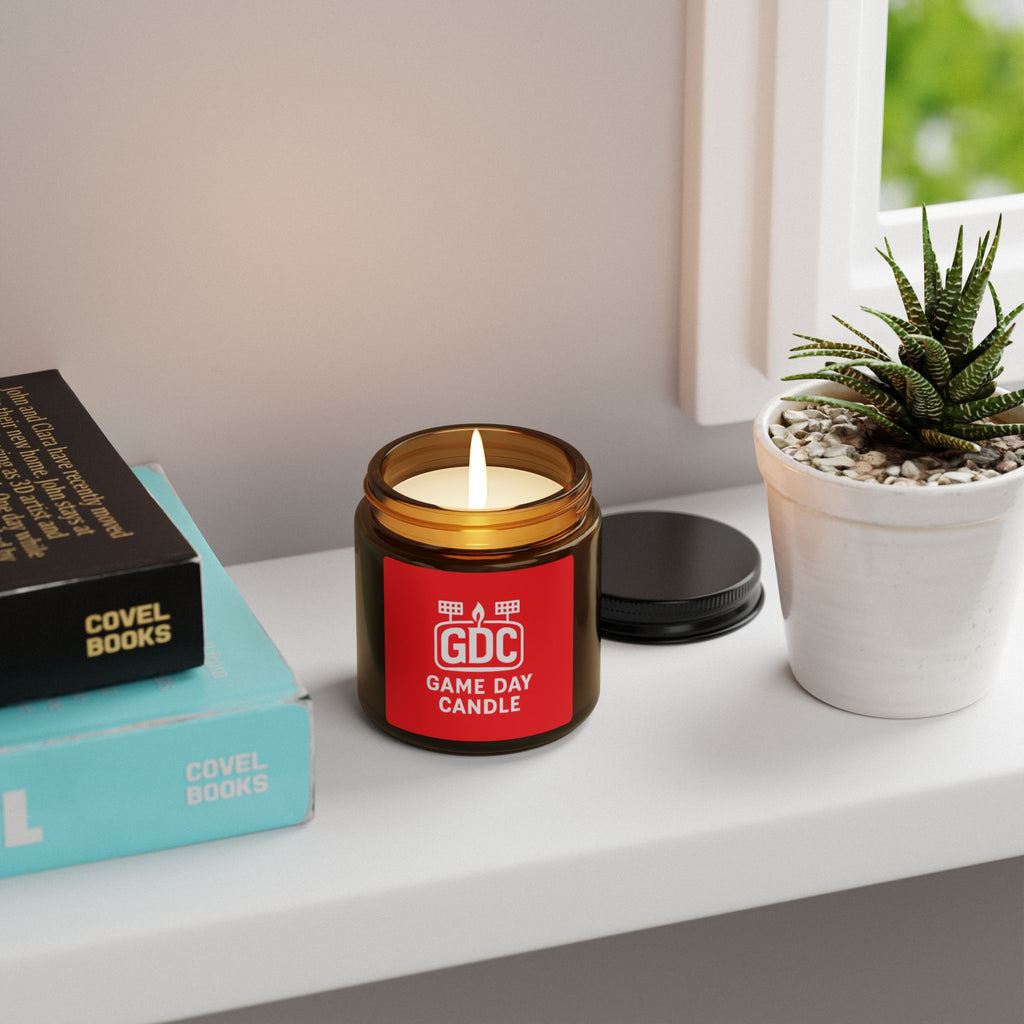 Game Day Candle (Red) — Scented Amber Soy Candle (GDC Logo)