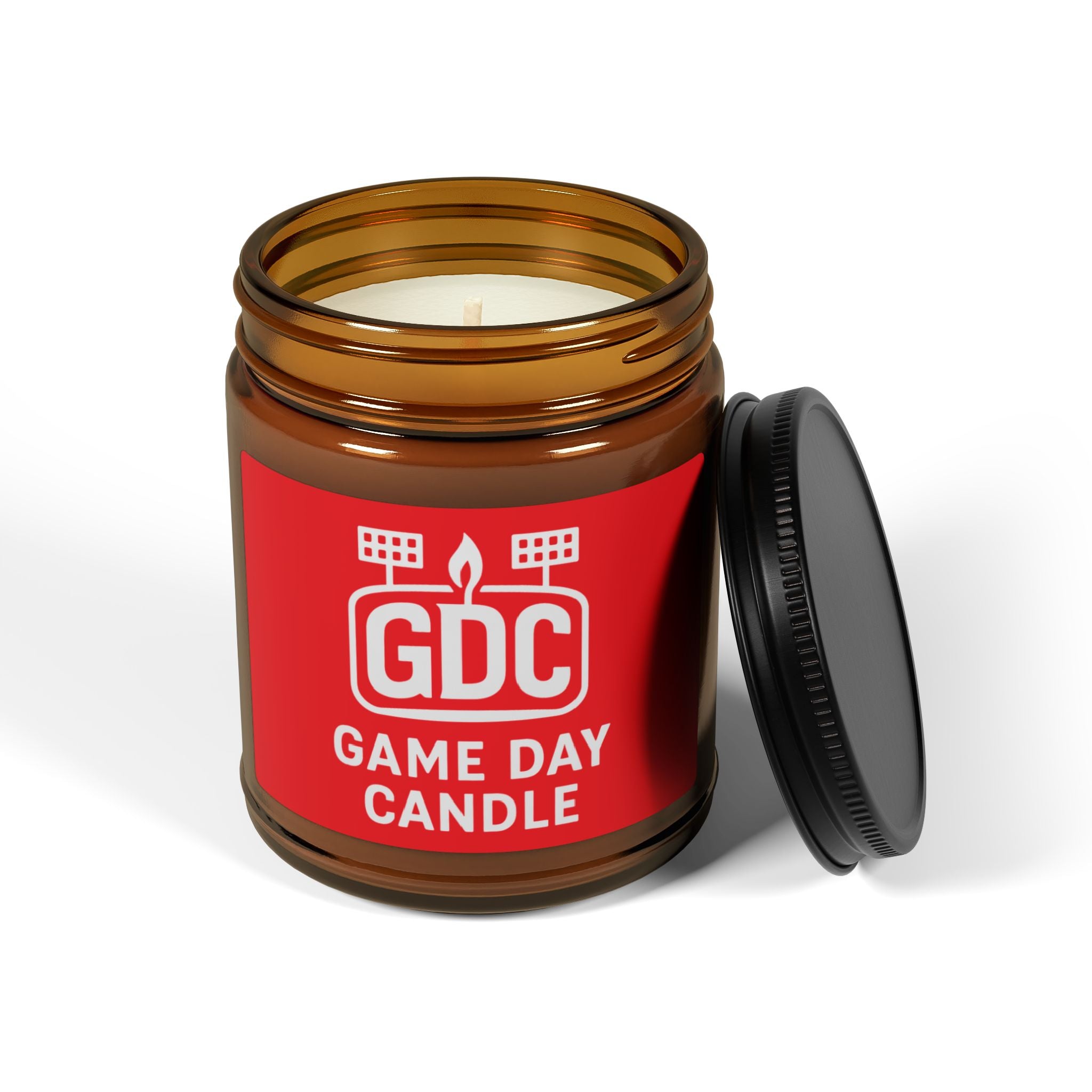 Game Day Candle (Red) — Scented Amber Soy Candle (GDC Logo)