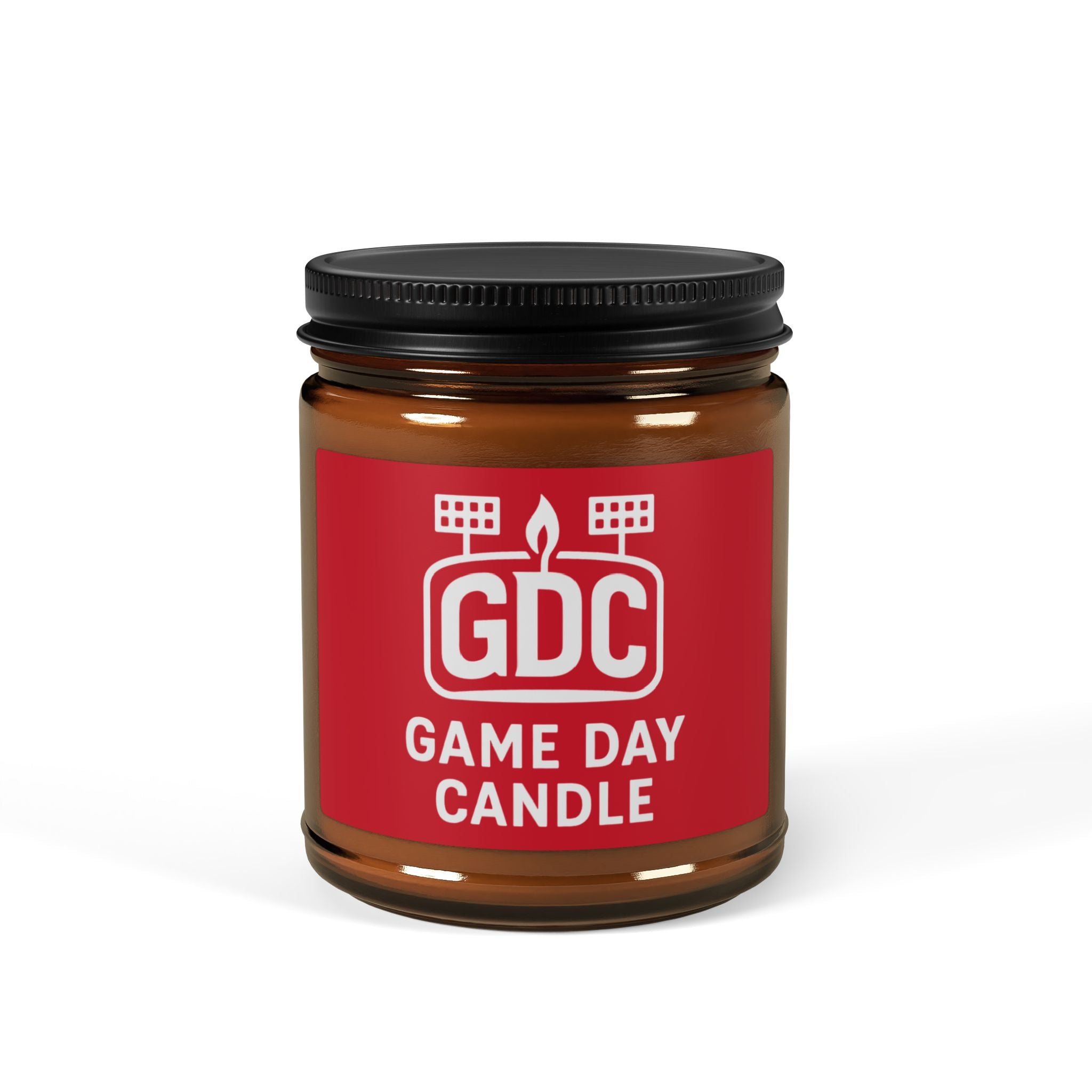 Game Day Candle (Dark Red) — Scented Amber Soy Candle (GDC Logo)
