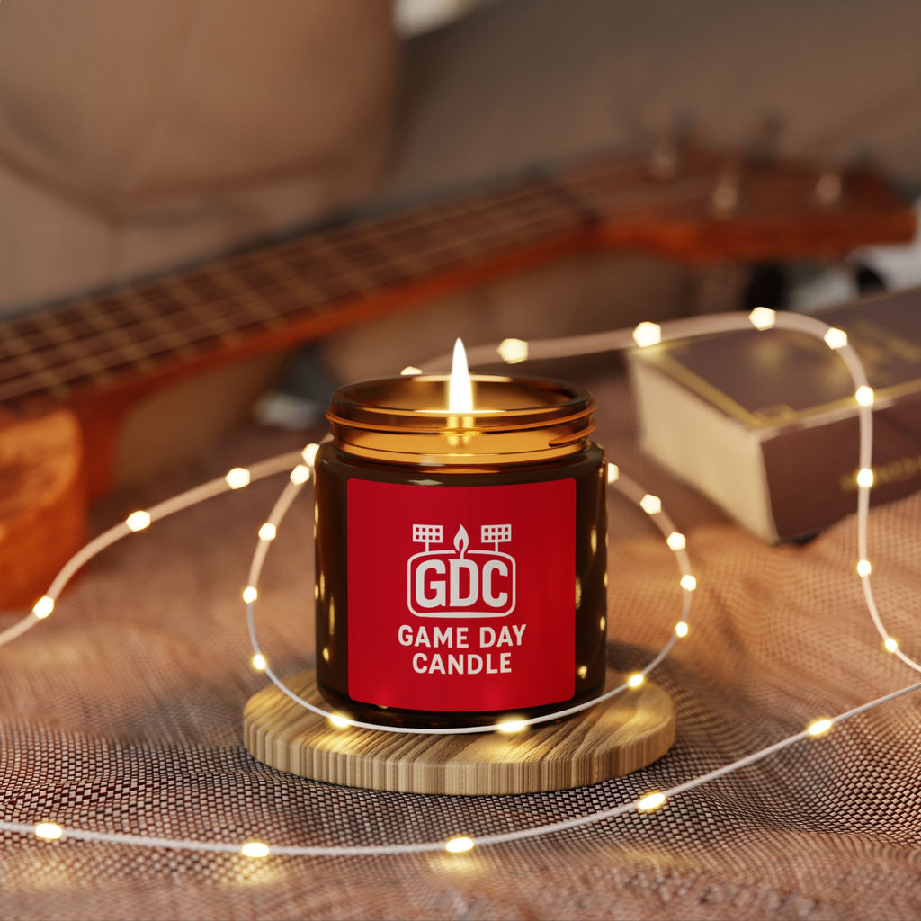 Game Day Candle (Dark Red) — Scented Amber Soy Candle (GDC Logo)
