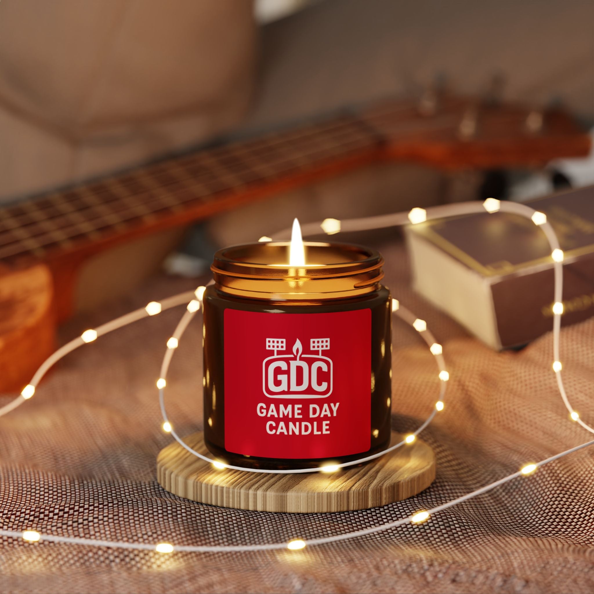 Game Day Candle (Dark Red) — Scented Amber Soy Candle (GDC Logo)