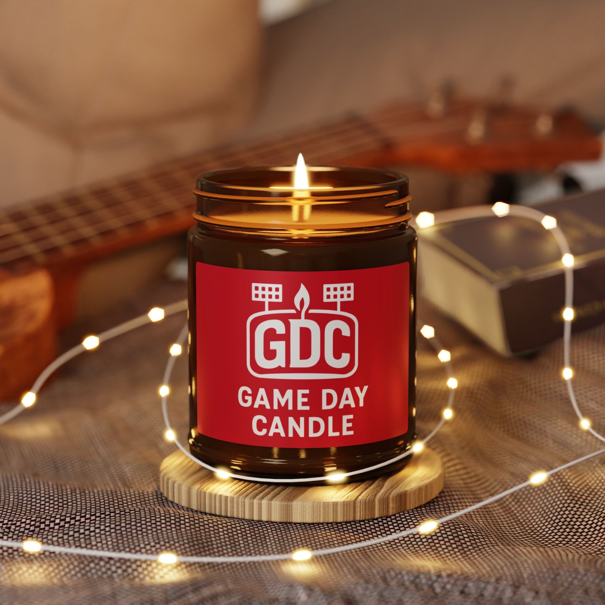 Game Day Candle (Dark Red) — Scented Amber Soy Candle (GDC Logo)